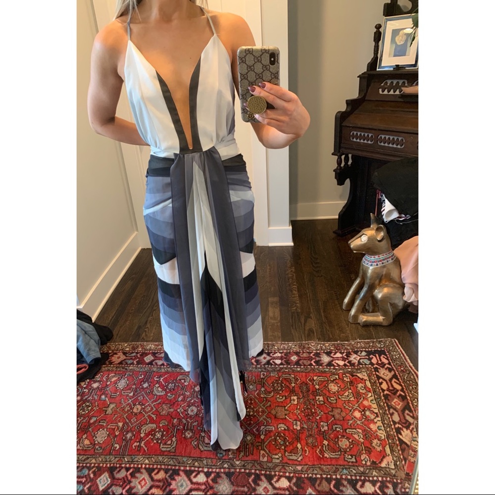 Shona Joy Deep V Asymmetrical Cocktail Dress